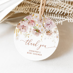 Boho garden floral baby shower thank you favour tags