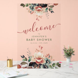 Boho Garden FLORAL Baby Shower Welcome  Acrylic Sign