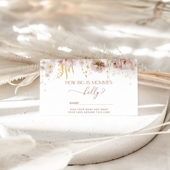 Boho garden floral how big is mommy's belly enclosure card (Creator Uploaded)
