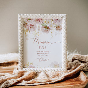 Boho garden flowers mimosa bar poster