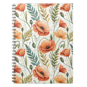 Boho Garden of Beautiful Poppies Notebook