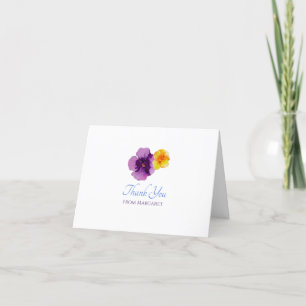 Boho Garden Party Pansies Hand-Illustrated Floral  Thank You Card