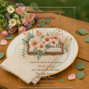 Boho Garden Romance Wedding Acrylic Invitations