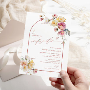 Boho Garden Rose Fleurs Confirmation Invitation
