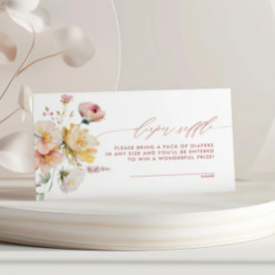 Boho Garden Rose Flowers Diaper Raffle Enclosure Card