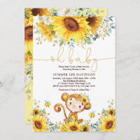 Boho Garden Sunflowers Jungle Monkey Baby Shower