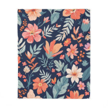 Boho Garden Whimsy – Tropical Floral Fleece Blanke