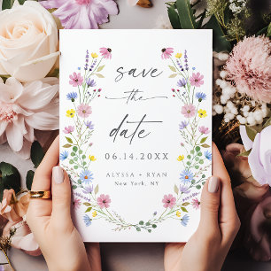 Boho Garden Wildflower Wedding Save the Date Card