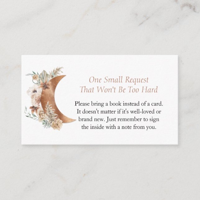 Boho Gender Neutral Baby Shower Book Request Enclosure Card (Front)
