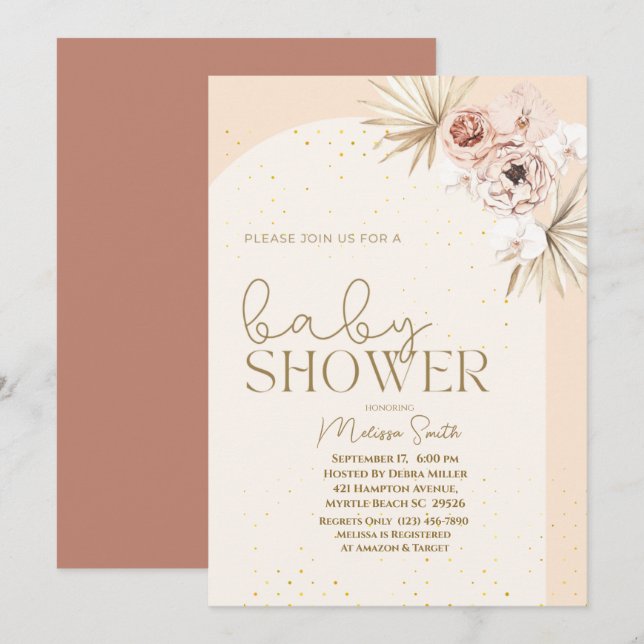 Boho Gender Neutral Baby Shower Invitation (Front/Back)