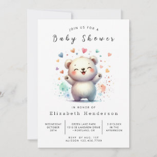 Boho Gender Neutral Bear Baby Shower Invitation