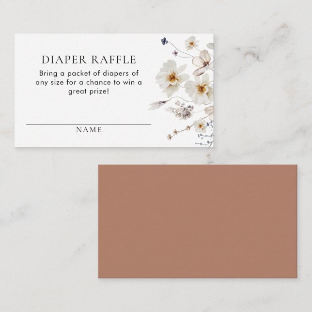 Boho Gender Neutral Diaper Raffle Ticket Enclosure Card (Front/Back)