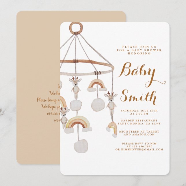 Boho Gender Neutral Nursery Baby Shower Invitation (Front/Back)