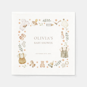 Boho Gender Neutral Vintage Baby Clothes Shower Napkin