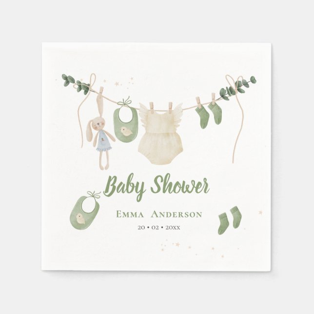 Boho Gender Neutral Vintage Baby Rustic Shower Napkin (Front)