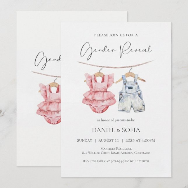 Boho Gender Reveal Invitation Neutral Baby (Front/Back)