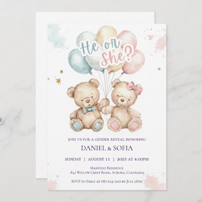 Boho Gender Reveal Invitation Neutral Baby (Front/Back)