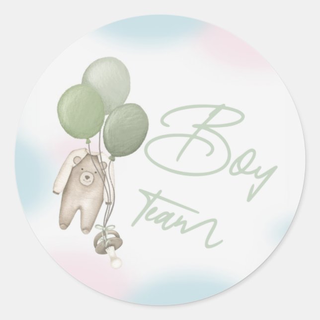 Boho Gender Reveal Stickers Team Boy (Front)