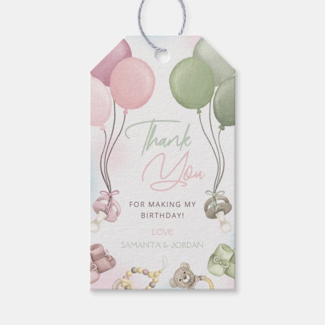 Boho Gender Reveal Thank You Tag (Front)