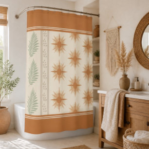 Boho Geo Botanical Shower Curtain
