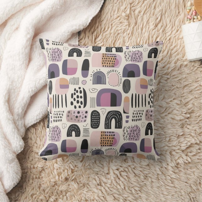 Boho Geometric Abstract Pattern Throw Pillow (Blanket)