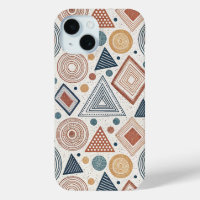 Boho Geometric Abstract Shapes Terracotta Pattern