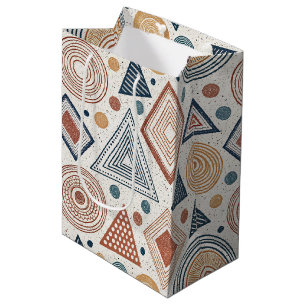 Boho Geometric Abstract Shapes Terracotta Pattern Medium Gift Bag