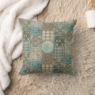 Boho Geometric Andalusian Moroccan Style Throw Pillow