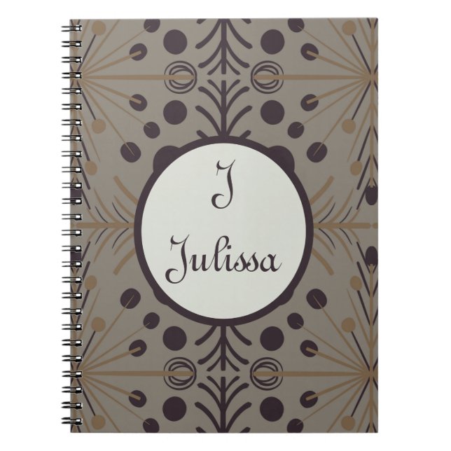 Boho Geometric Arrow Grey Personalized  Notebook (Front)