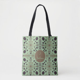 Boho Geometric Arrow Mint Personalized Tote Bag