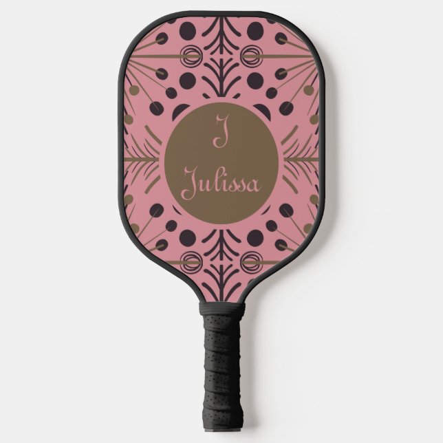Boho Geometric Arrow Pink Personalized Pickleball Paddle (Front)