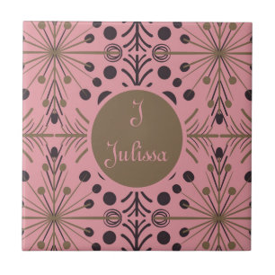Boho Geometric Arrow Pink Personalized Tile