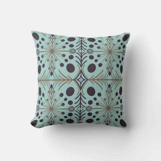 Boho Geometric Arrow Turquoise Pattern Throw Pillow (Front)