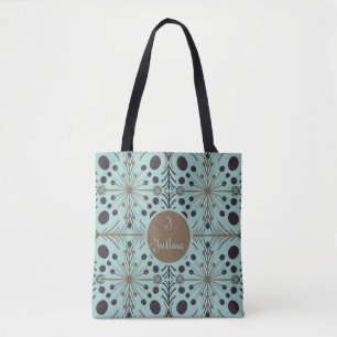 Boho Geometric Arrow Turquoise Personalized Tote Bag
