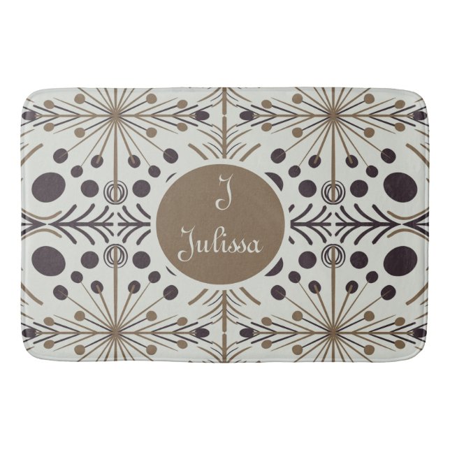 Boho Geometric Arrow White Personalized  Bath Mat (Front)