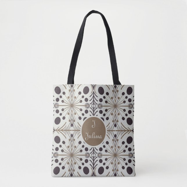 Boho Geometric Arrow White Personalized Tote Bag (Front)