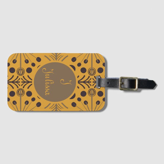 Boho Geometric Arrow Yellow Personalized Luggage Tag (Front Horizontal)
