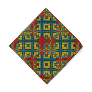 Boho Geometric Brown Red Yellow Blue Ethnic Tribal Bandana