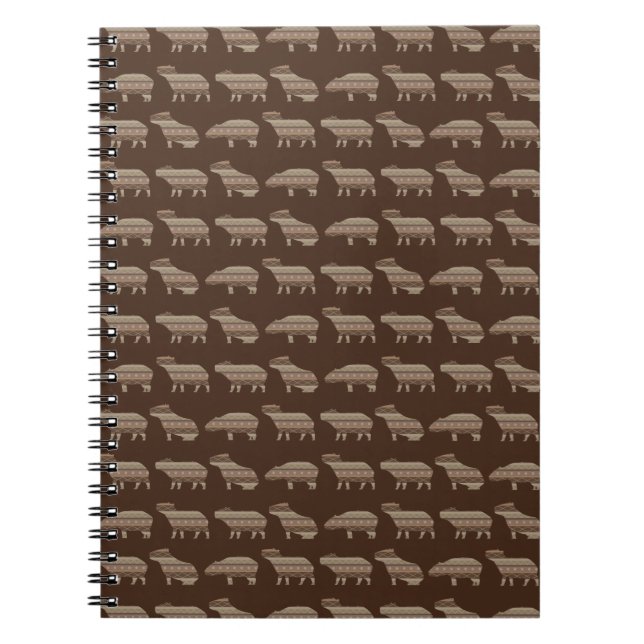 Boho Geometric Capybara Earth Tone Pattern Notebook (Front)