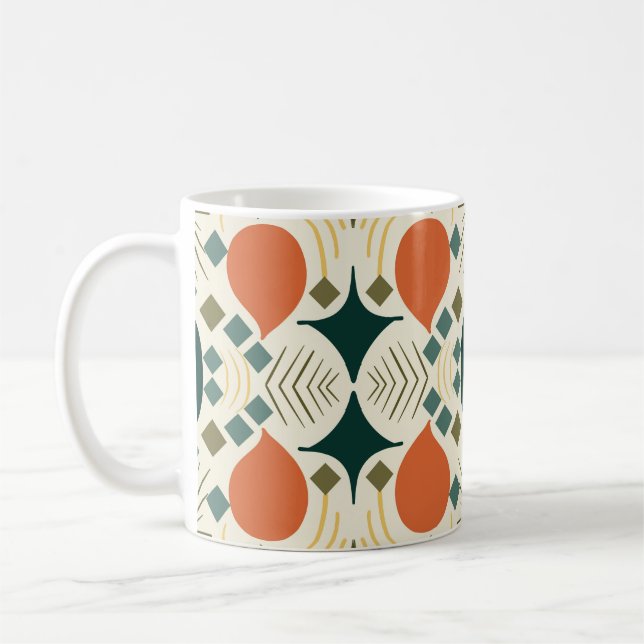 Boho Geometric Colourful Diamond Pattern  Coffee Mug (Left)