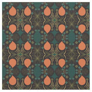 Boho Geometric Diamond Black Pattern Fabric