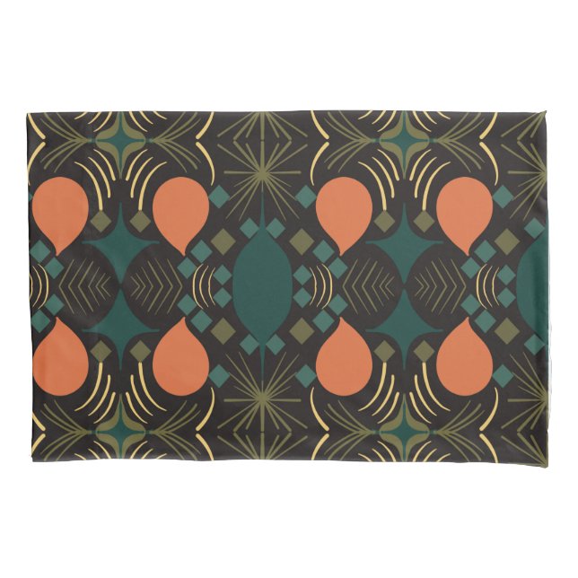 Boho Geometric Diamond Black  Pillowcase (Front)