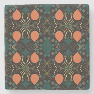 Boho Geometric Diamond Black Stone Coaster
