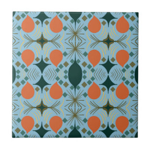 Boho Geometric Diamond Blue   Tile