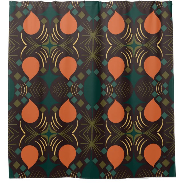 Boho Geometric Diamond Brown Pattern Fabric (Front)