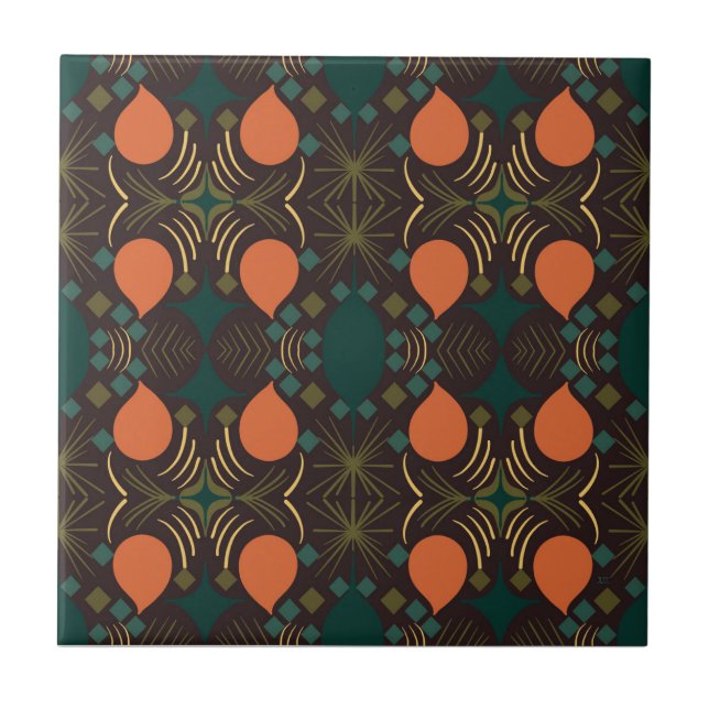 Boho Geometric Diamond Brown Tile (Front)