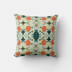 Boho Geometric Diamond Mint Throw Pillow