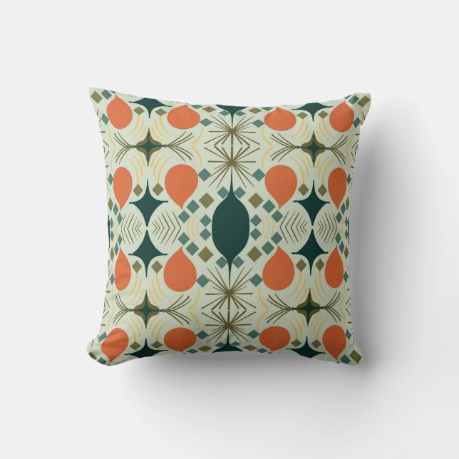 Boho Geometric Diamond Mint  Throw Pillow (Front)