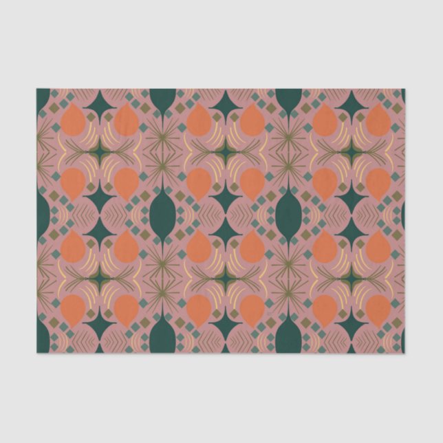Boho Geometric Diamond Pink Pattern  Tissue Paper (Front)