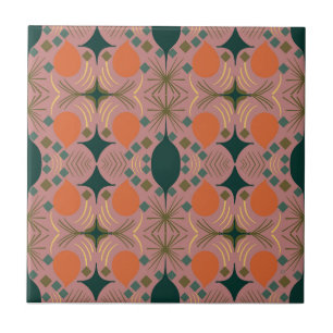 Boho Geometric Diamond Pink Tile